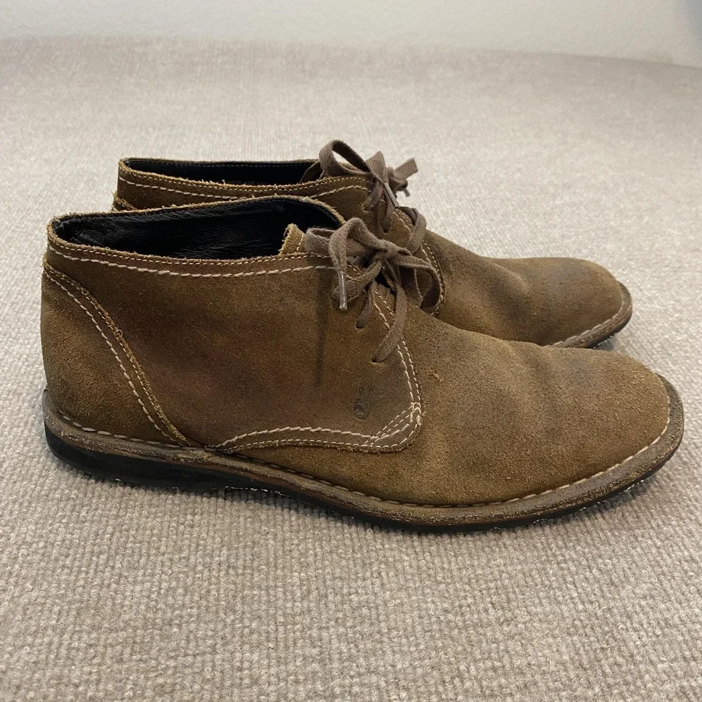 John Varvatos Boots Mens Size 11 M Brown Suede Chukka Ankle Lined Slip Resistant